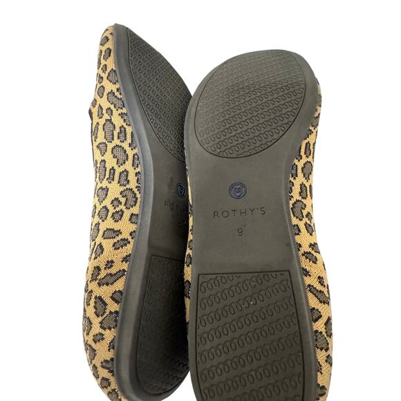 Rothys Spotted Leopard Blue Halo Red Heel Flats Size 9 - Picture 4 of 5